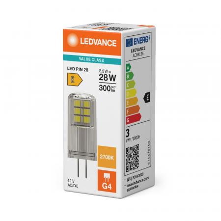 Ledvance G4 LED Stiftsockel Lampe PIN 2,2W wie 28W 2700K warmweißes Licht 12V Niedervolt